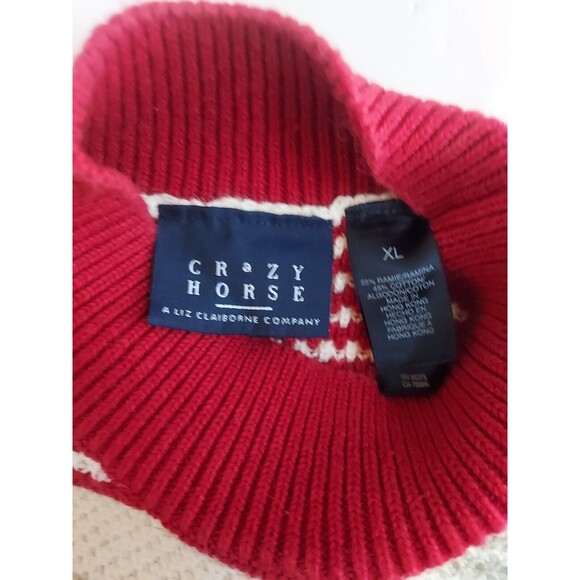 Vintage Crazy Horse Brown/Rust Striped Sleeveless Turtleneck Sweater Size XL - Picture 4 of 6